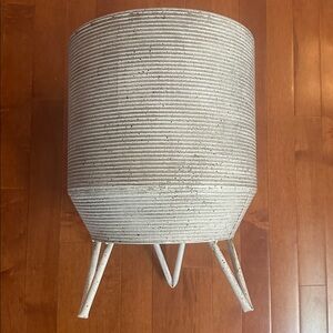 World Market White Textured Large Metal Planter
